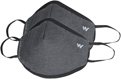 Wildcraft Unisex-Adult Polyester SUPERMASK W95+ Reusable Outdoor Respirator 2P : Grindle : Gry_Dark : L (8903338299738 2 C...