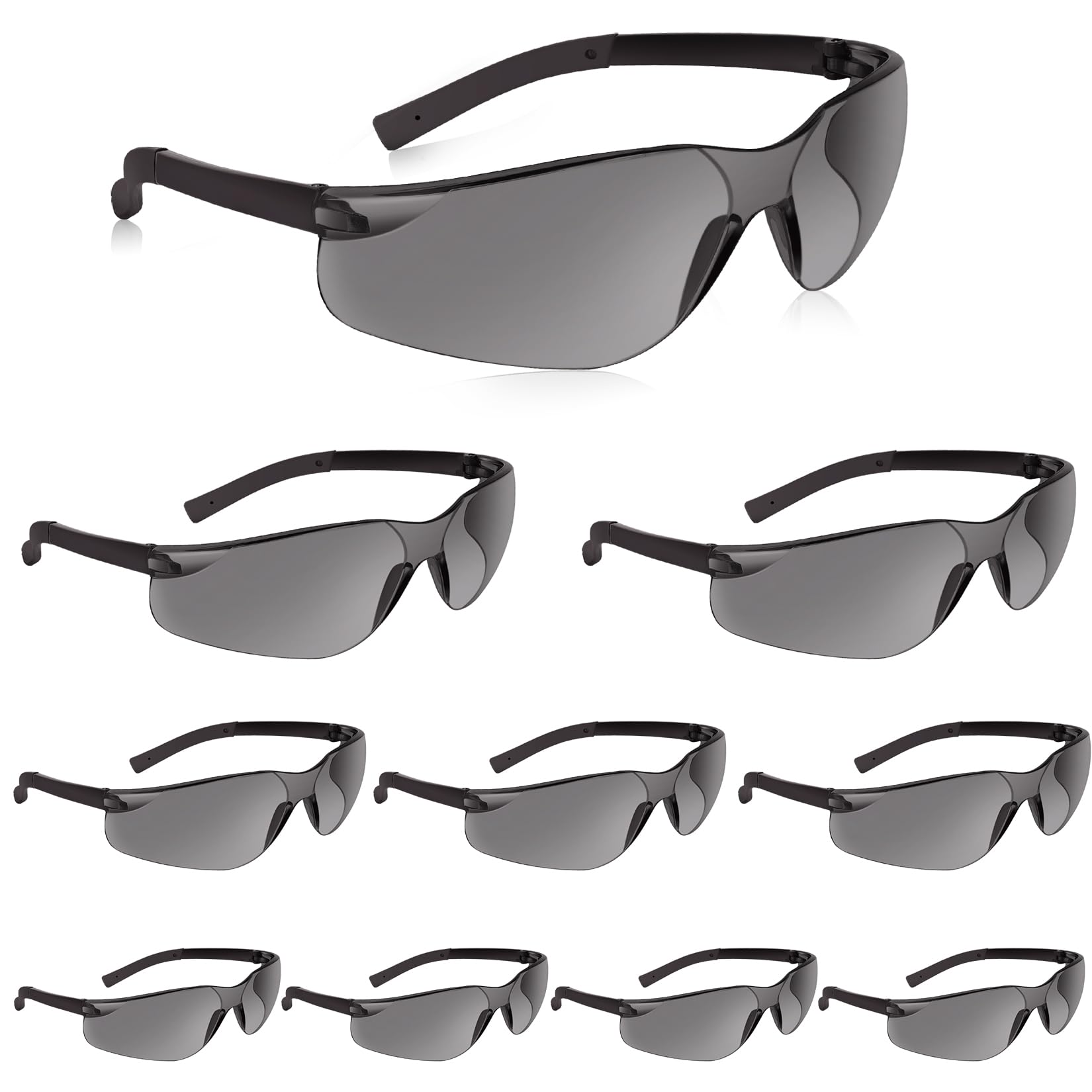 Gafas de seguridad de impacto contra rayos UV para hombres y mujeres, gafas protectoras (10 x grises)