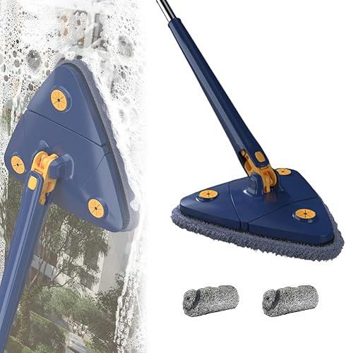 Trapeador de limpieza ajustable giratorio de 360, trapeador de limpieza de pared, fregona triangular extensible con mango largo, mopa de limpieza