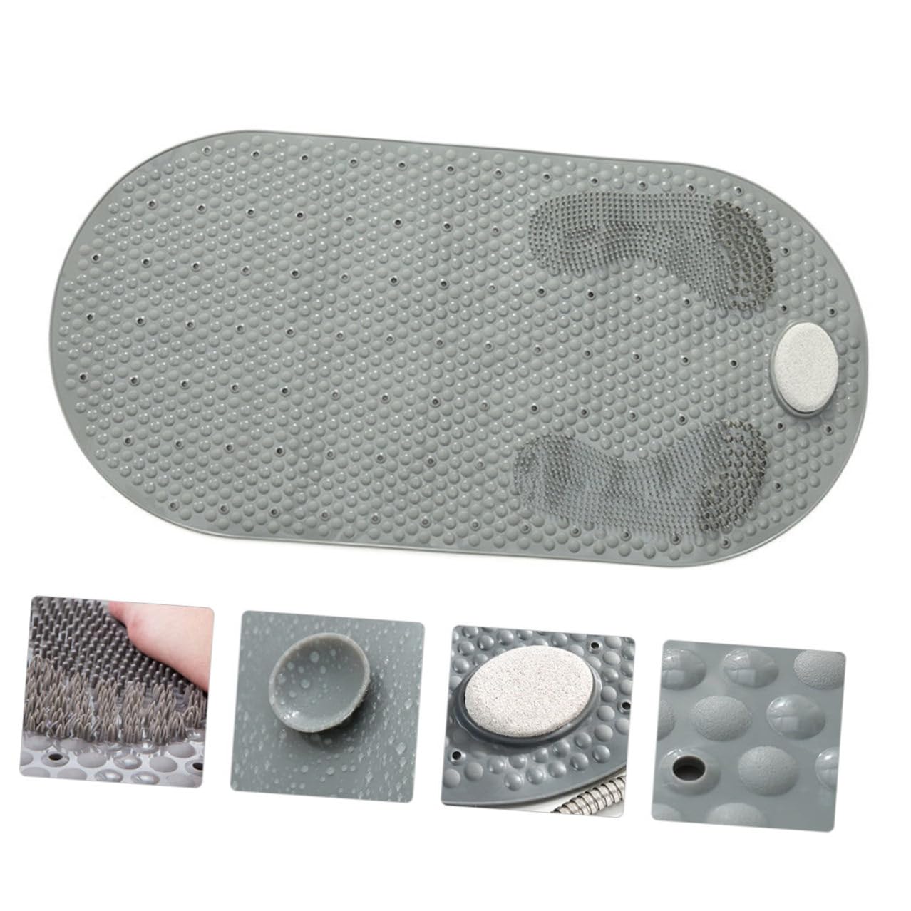 KOMBIUDA Tappetino Antiscivolo Ventose 40x80 Cm Pvc Massaggiante per Piedi Pietra Pomice e Drenaggio per Bagno e Doccia, Fissaggio Stabile per Sicurezza e Igiene Quotidiana