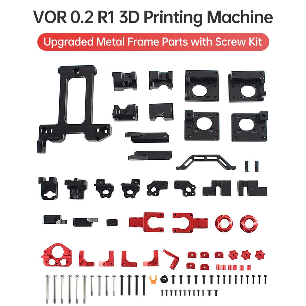 Jemora Accessorio per stampante 3D Parti in lega di alluminio compatibili con la macchina da stampa 3D VOR 0.2 R1 Parti del telaio in metallo CNC leggero fai-da-te aggiornato con kit di viti