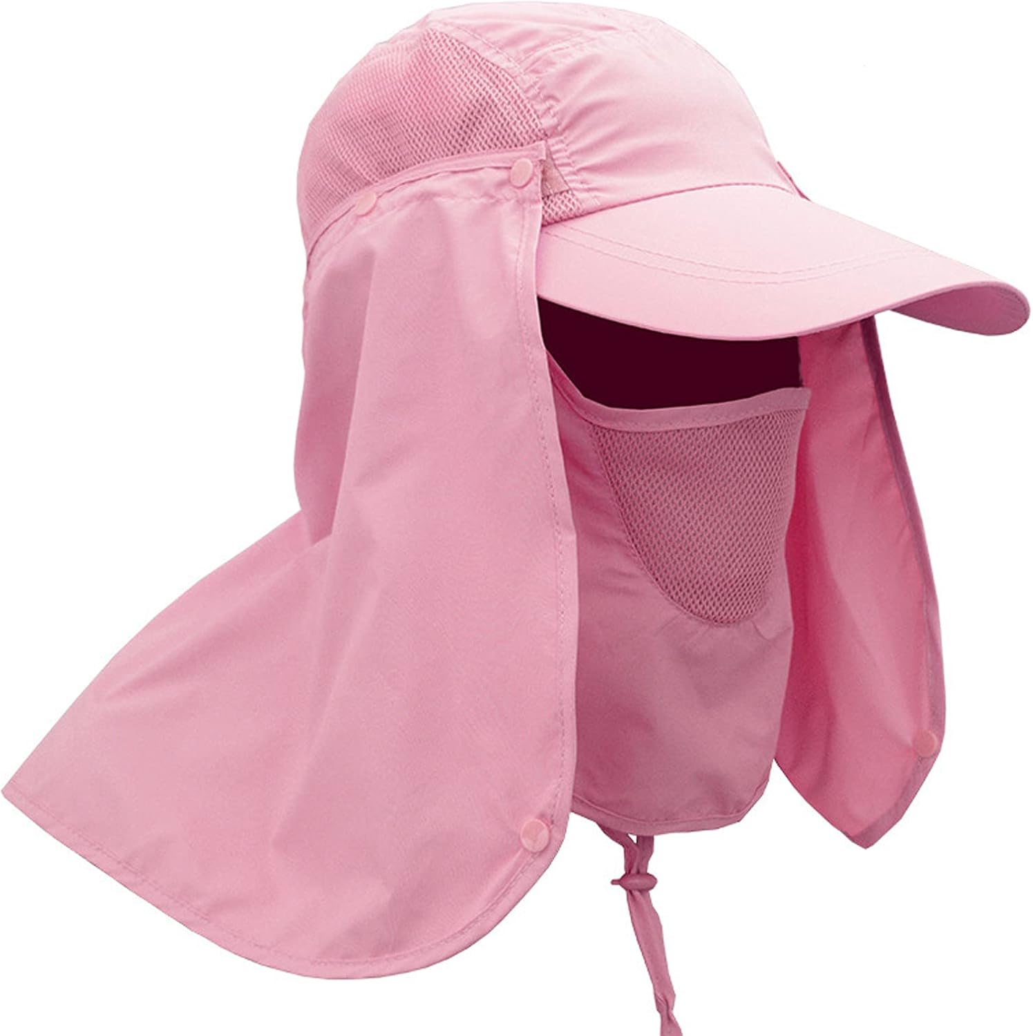 Tsukitoy 日よけ帽子 夏用ハット ガーデニング 釣りハット 農作業 登山用 キャップ 顔 首 フルフェイスカバー付き セパレート式 折りたたみ可能 サンバイザー ３６０度 フェイスガード 男女兼用 つば広 海水浴 オールシーズン 自転車 通勤 サイキング Acaodetox