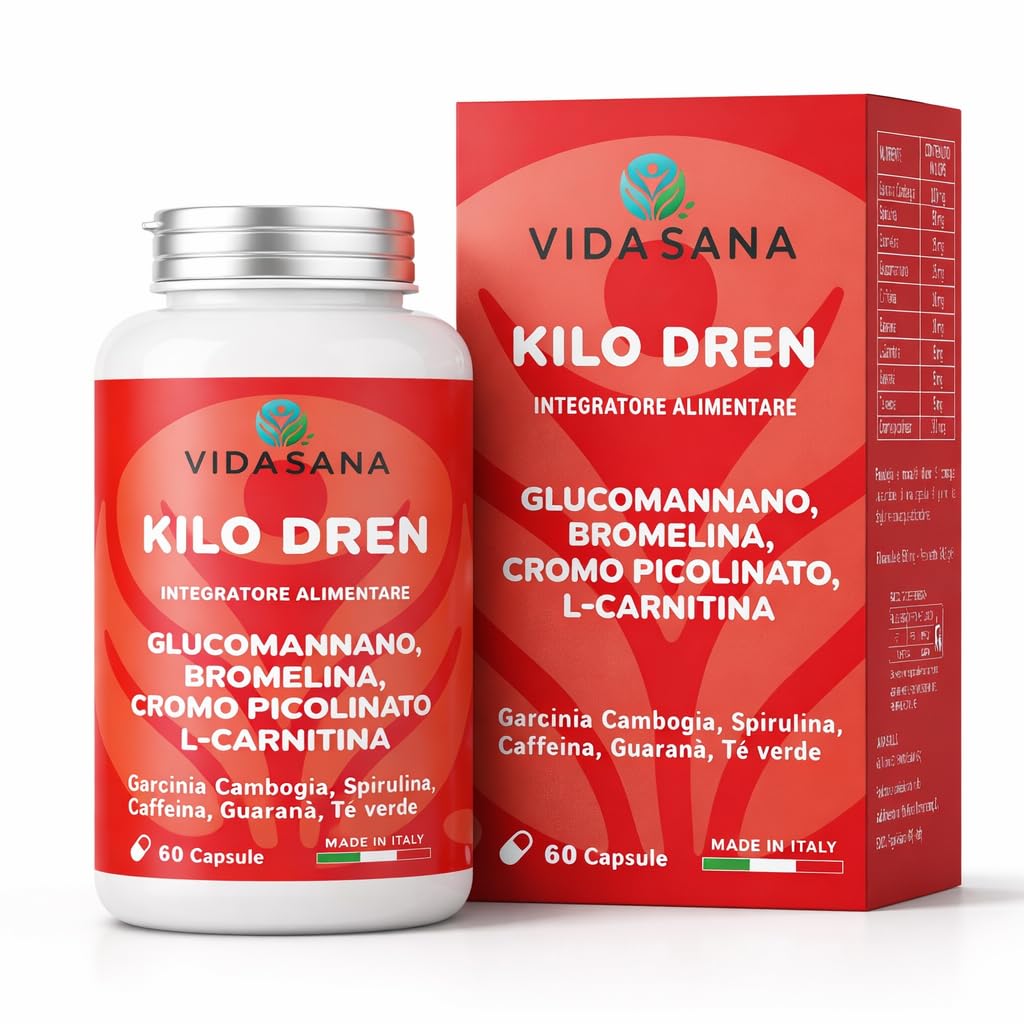 VIDASANA Carnitina e Glucomannano Integratore Alimentare Formula Completa con Bromelina, Garcinia Cambogia, L-​Carnitina, Spirulina con Estratti Vegetali | Made in Italy