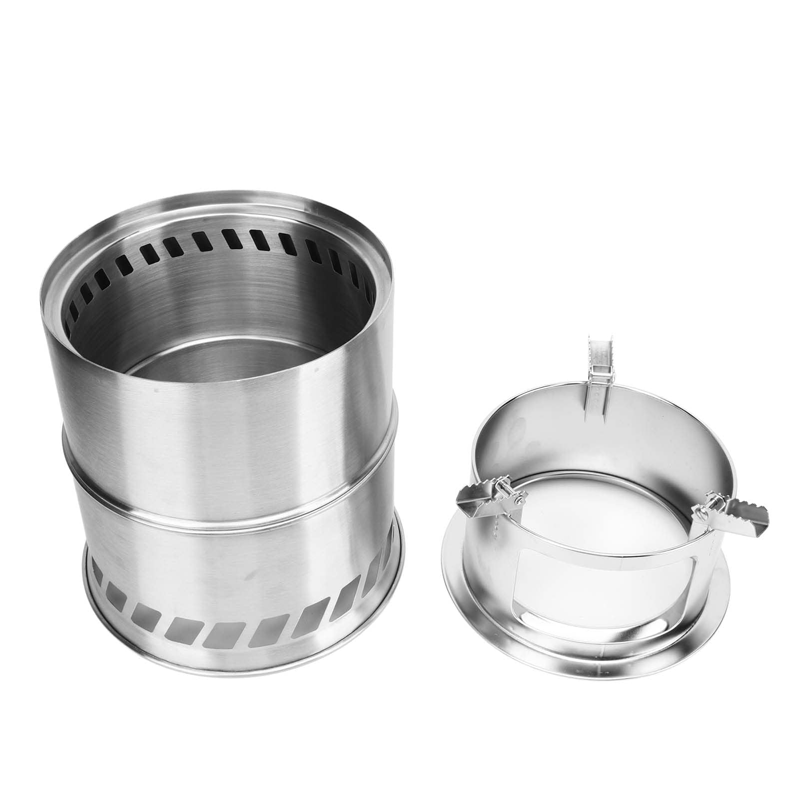 Réchaud de camping portable en acier inoxydable pour cuisine en plein air, chauffage de tente et barbecue, sac de rangement inclus