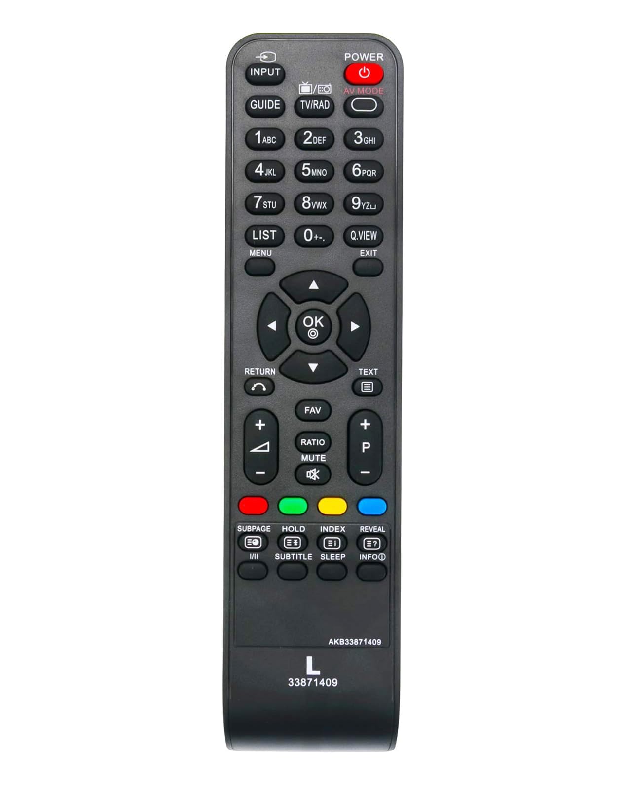 Telecomando Sostitutivo AKB33871409 Per TV LG – Compatibile Con 19LG3000-ZA, 22LG3010-ZB, 26LG3000-ZA – IR Base, Plug And Play, Con Batterie Non Incluse
