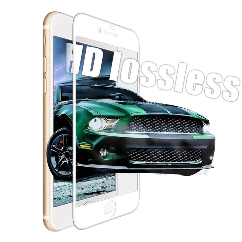 QWQ - Protector de pantalla de cristal templado HD 9H para iPhone 6S 6 Plus, película de vidrio de cobertura completa (para iPhone 6 6S Plus/blanco)