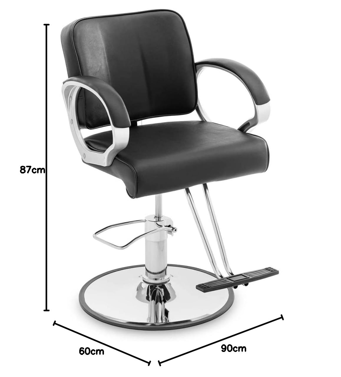 Physa Physa Hove Fauteuil de Coiffeur avec Repose-Pieds en T Noir 50-60 cm 180 kg Hauteur réglable