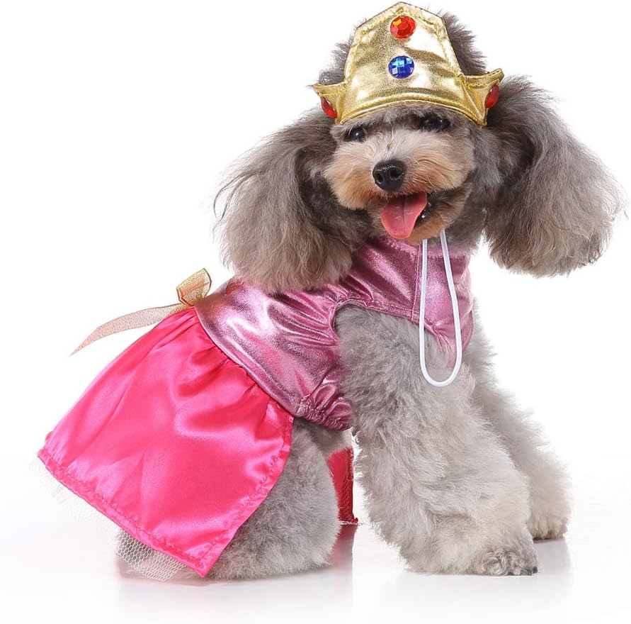 Princess Dog Costume Pink Princess Dress, Cute Queen Dog