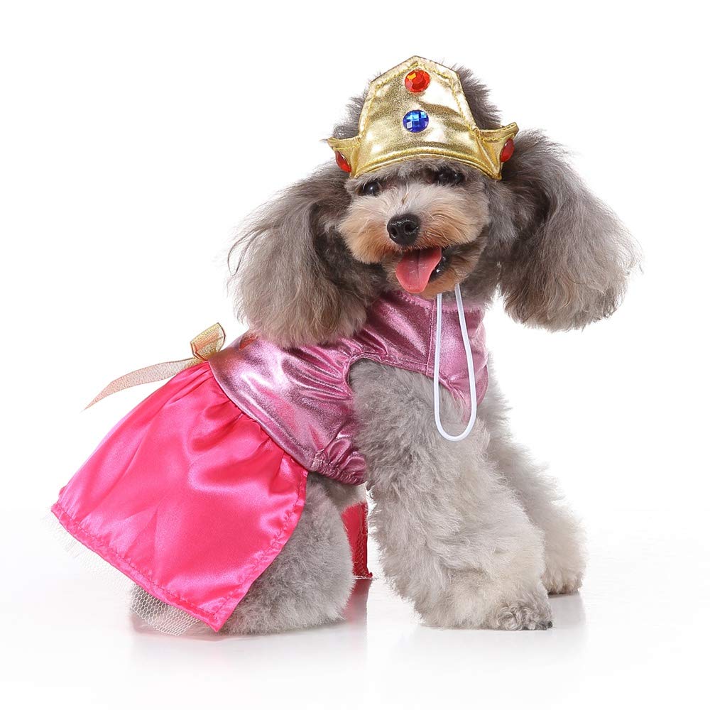 Princess Dog Costume Pink Princess Dress, Cute Queen Dog Costume
