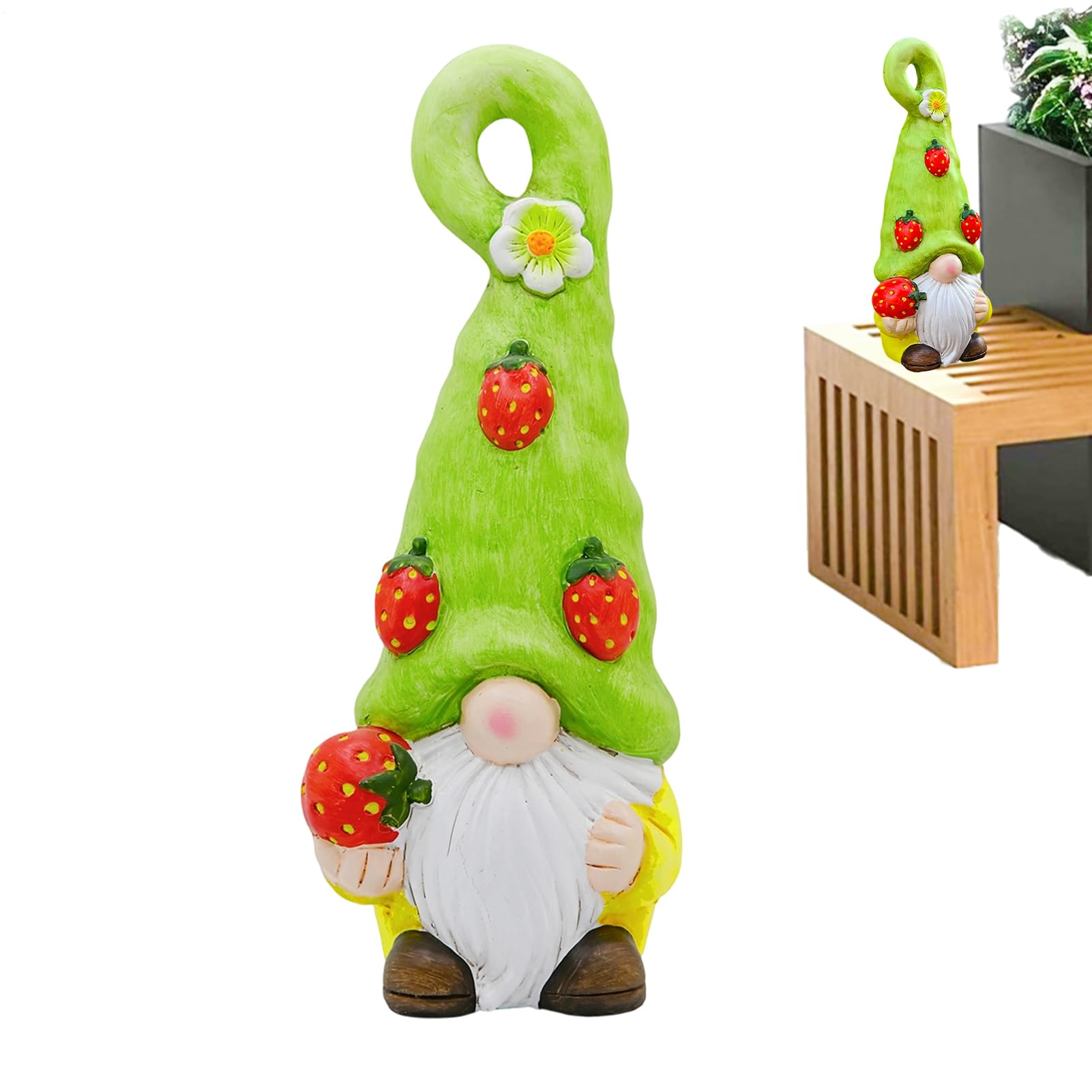 Figurka Krasnala Rzeźba Krasnala w Motywy Owocowe | Wiosenne dekoracje do domu Do Ogrodu, Gabinetu, Pokoju Dziecięcego, Stolika Nocnego, Półek Ekspozycyjnych, Salonu, Półki,