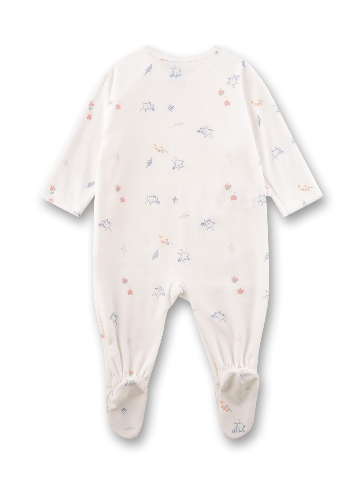 Sanetta Baby-Strampler Off-White Birds aus Nicki | Praktischer und bequemer Strampler aus Nicki für Mädchen.