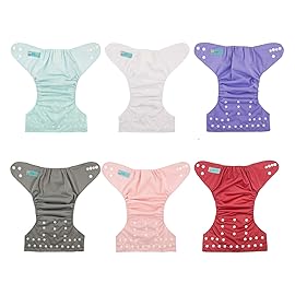 ALVABABY Baby Cloth Diaper 6 Pack with 12 Inserts One Size Cloth Diaper Covers Adjustable Washable Reusable for Baby Girls and Boys