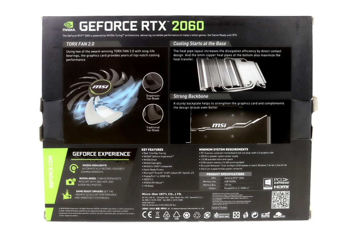Amazon.com: MSI Gaming GeForce RTX 2060 6GB GDRR6 192-bit HDMI/DP