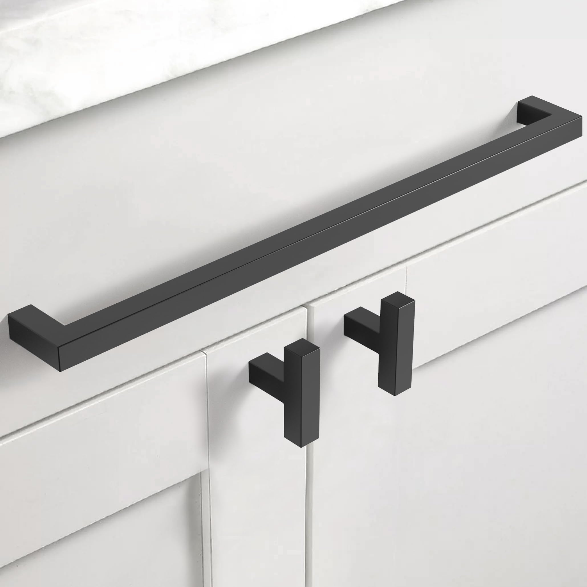 Asidrama 10 Stück 320 mm mattschwarze Küchenschrankgriffe, Edelstahl-Schrankgriffe, Küchenschrank-Hardware für Schrank, Schublade, Kommode, Griffe