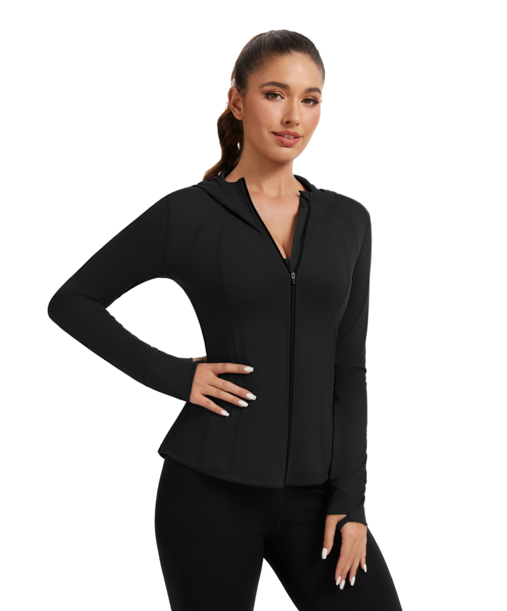 AMZSPORT Sportjacke Damen Atmungsaktive Laufjacke Eng Trainingsjacke für Yoga Gym Sport