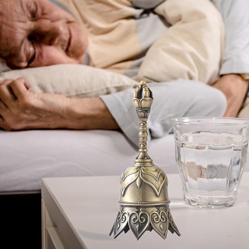 Miniatura 4 de Campana de llamada de latón súper fuerte para sonar en boda, campanas de mano de loto para personas mayores, campanas de cena para profesores,