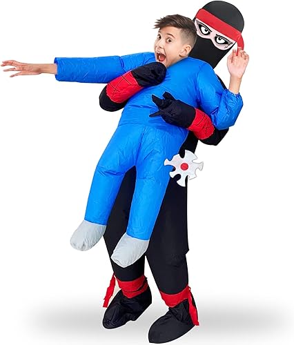 Camlinbo Disfraz inflable de Halloween para niños, ninja que sostiene persona, disfraz de Halloween aterrador, fiesta de cosplay