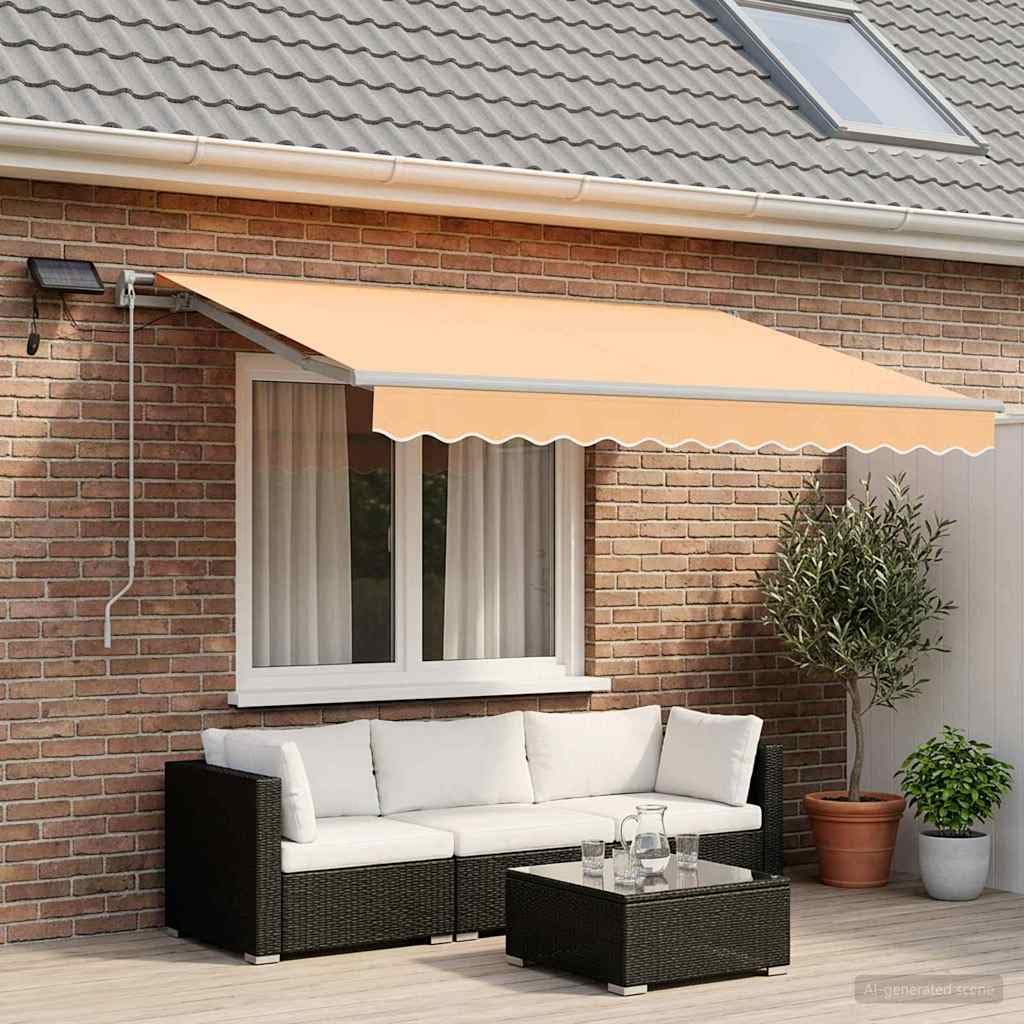 Tenda da sole estensibile, 300 x 250 cm, tessuto e alluminio, protezione solare per balcone, terrazza e giardino, resistente alle intemperie, resistente ai raggi UV, con manovella e