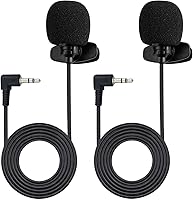 Vista 1 de Paquete de 2 micrófonos de solapa Lavalier, micrófono portátil con clip para el cuello para iPhone, iPad, Android, smartphone, podcast, PC, laptop