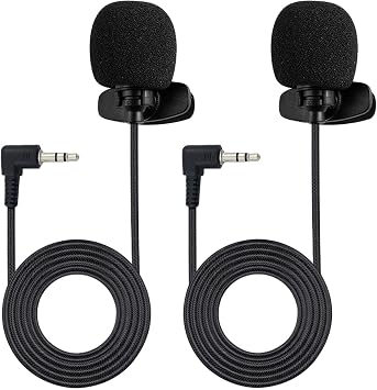 Kinizuxi 2 Pack Lavalier Lapel Microphone,Portable Collar Clip Mic for iPhone iPad Android Smartphone Amplifier Podcast PC/Laptop,Hands Free Mini Mic Recording for YouTube,Interview,Video,Vlog