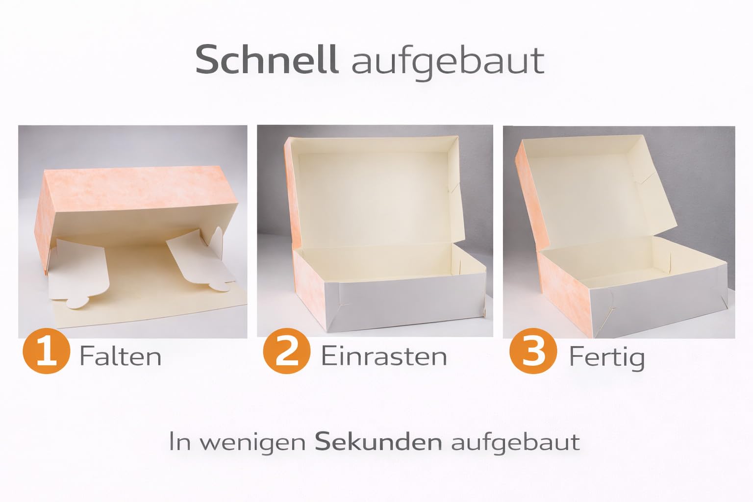 50 Tortenkarton Orange 32x32x11 cm – Tortenbox/Kuchenbox aus Karton – Tortenverpackung für sicheren Transport – Kuchentransportkarton & Kuchenschachtel für Kuchen & Torten