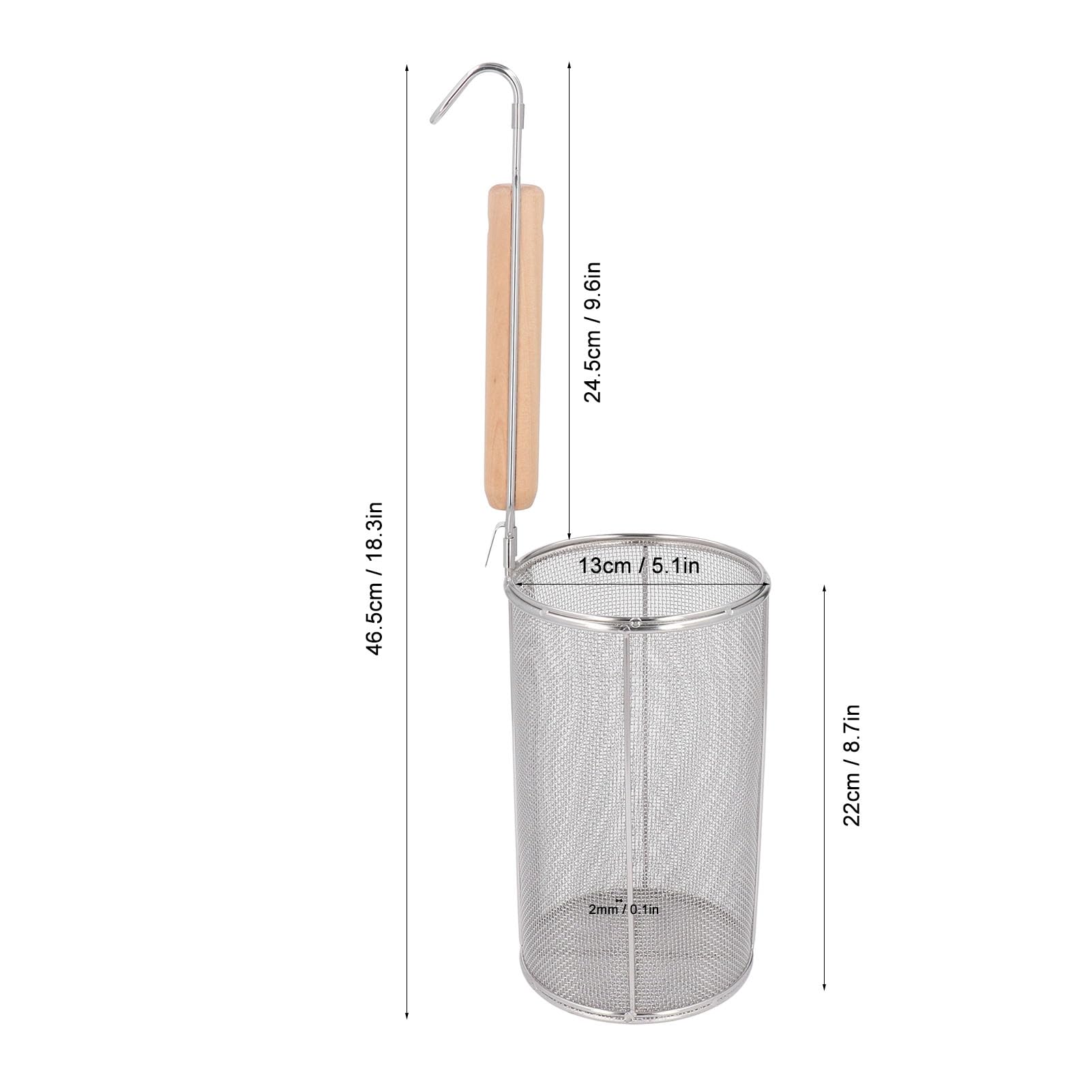 Cestello Per Colino Per Pasta, Colino Per Noodle a Maglia Fine con Manico in Legno in Acciaio Inossidabile Per Ramen da Cucina del Ristorante