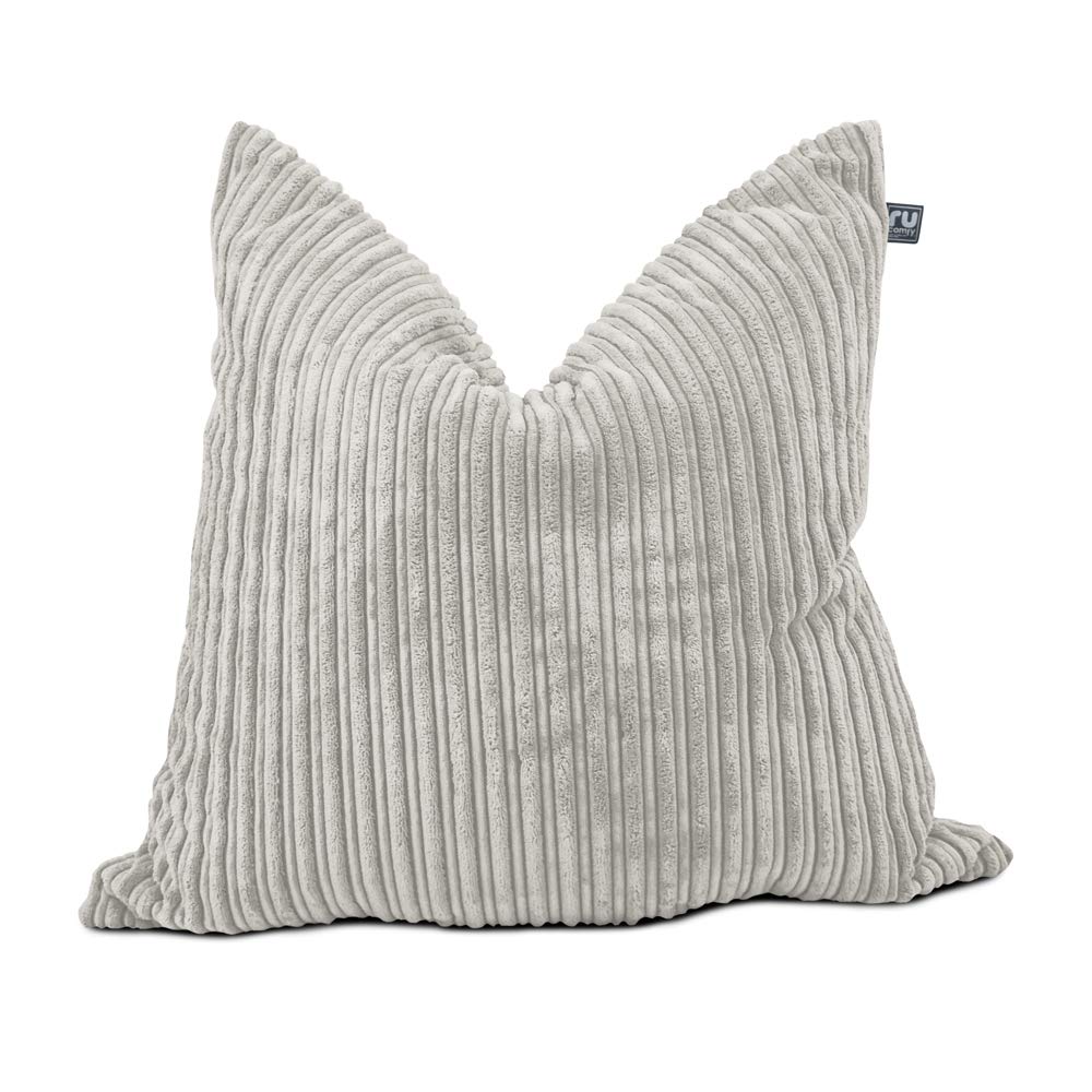 rucomfy BeanbagsSoft Corduroy Square Floor Cushion - Use as Large Cushion, Pillow or Extra Seating - Home Living Room Decor or Bedroom Furniture - Machine Washable - L68cm x W68cm (Platinum)