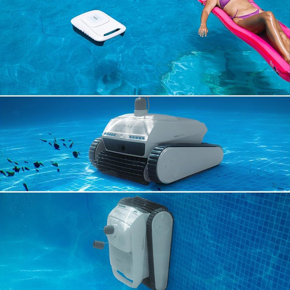 Cecotec Robot detergente per sfondi, pareti, linea di galleggiamento e superficie conga Pooldroid 10000 TotalClean AquaSkater. 300 m2, pulizia ordinata, autonomia 150 minuti, capacità 4 l, app e