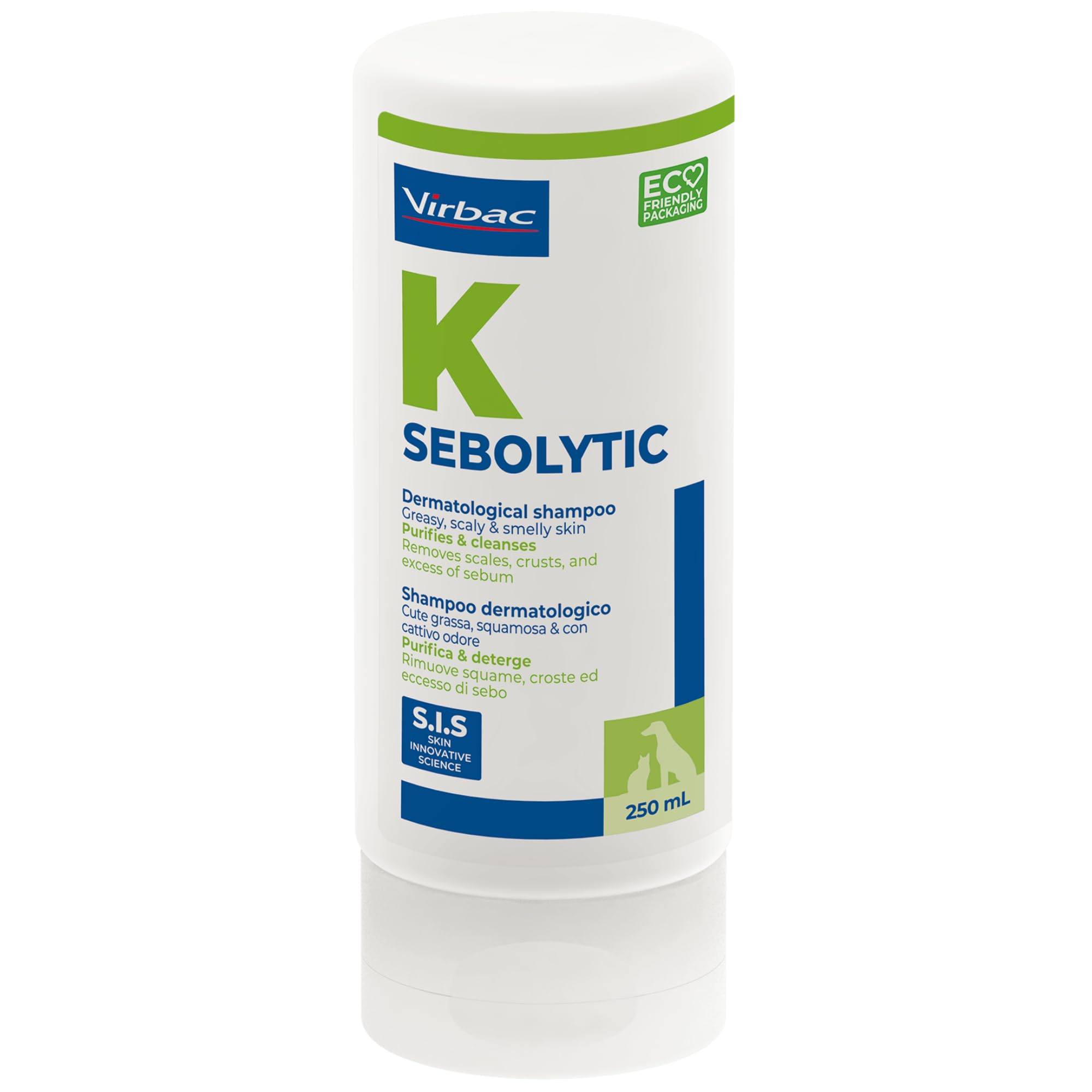 Sebolytic Shampoo | For Cats & Dogs | Helps Relieve Greasy & Scaly Skin Problems | 250ml Bottle| Gentle Exfoliation | Contains Tea Tree & Salicylic Acid