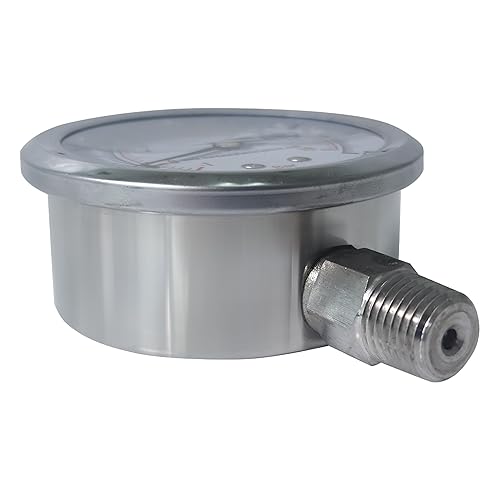 Miniatura 4 de HFS (R) -30 HG-150 PSI, medidor de presión de aire de vacío lleno de aceite de 2.5 pulgadas (acero inoxidable con relleno de aceite)