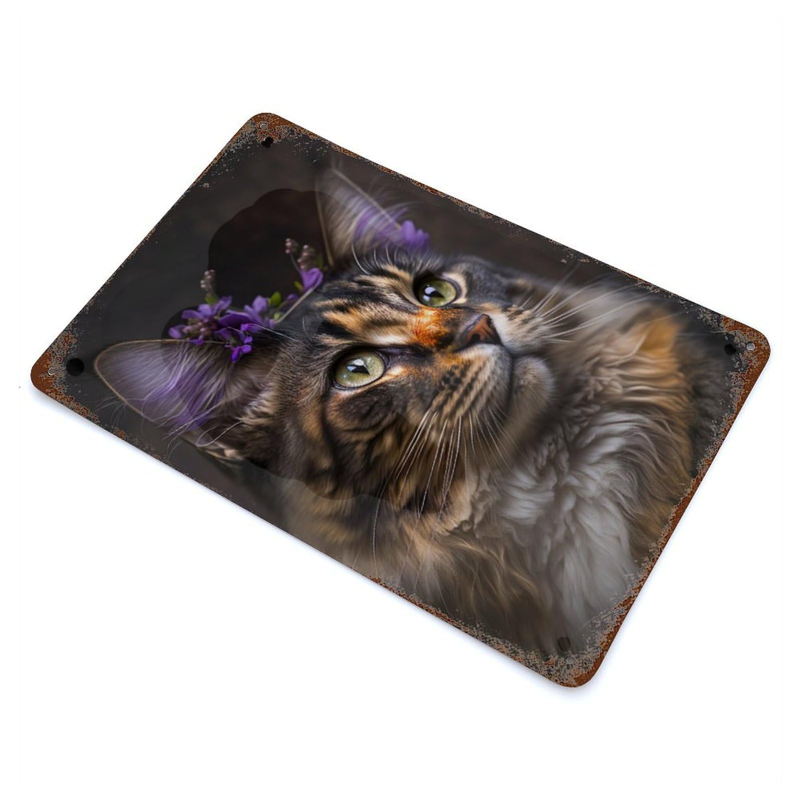 Garage Style Maine Coon Distressed Metal Wall Sign 11.8"x7.9", Novelty Wall Decor for Bar And Workshop
