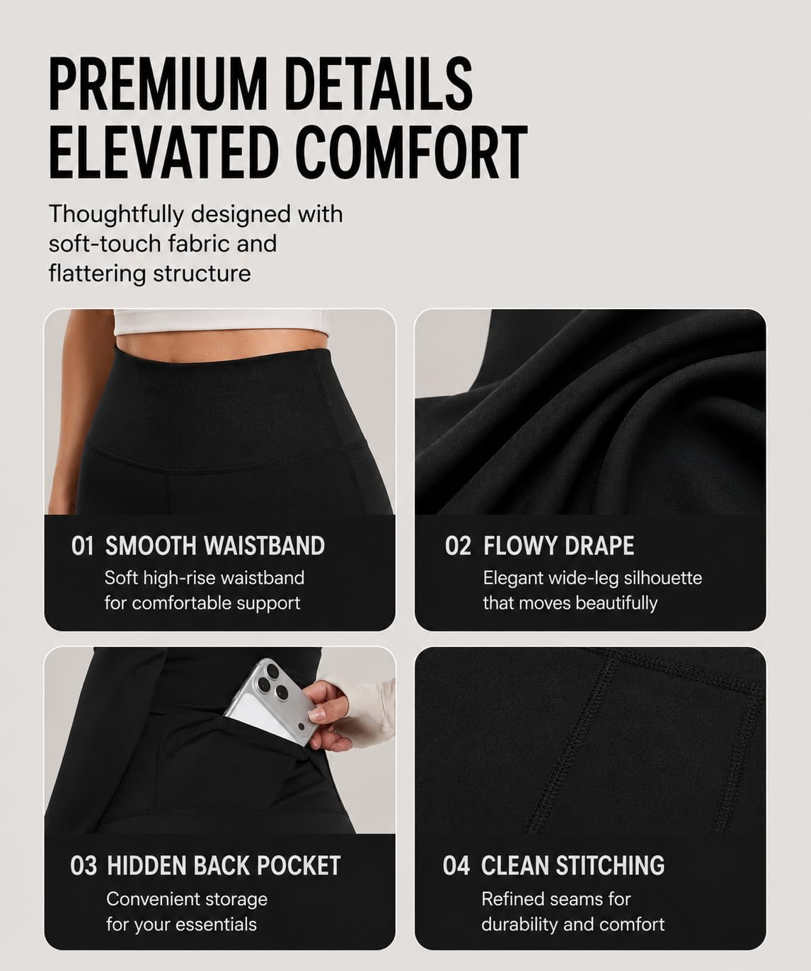 Women’s Wide Leg Leggings High Waisted Straight Yoga Pants with Pocket image 5