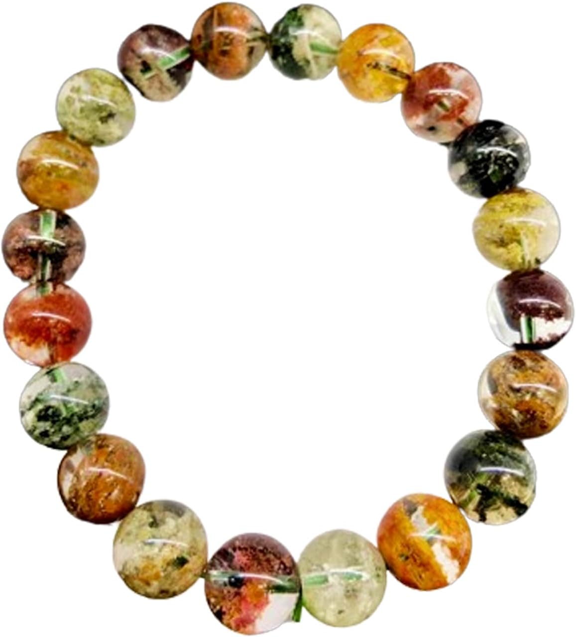 Happy_Shop Natural Lodolite Garden Quartz 8mm Round Shape Smooth Cut Beads Stretchable Bracelet For Men & Women. Unisex Bracelet For Healing, Meditation, Prosperity, Gift &...