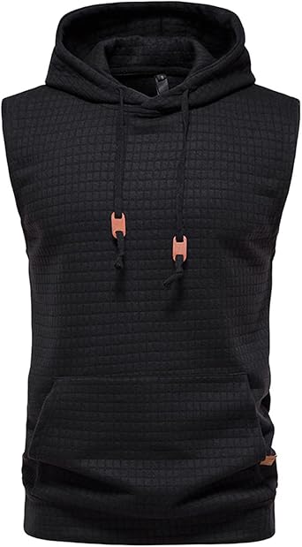 Mens Summer Shirts Causal Drawstring Solid Hooded Sweatshirt Spring Sleeveless Hoodie Pullover Tank Tops 2023