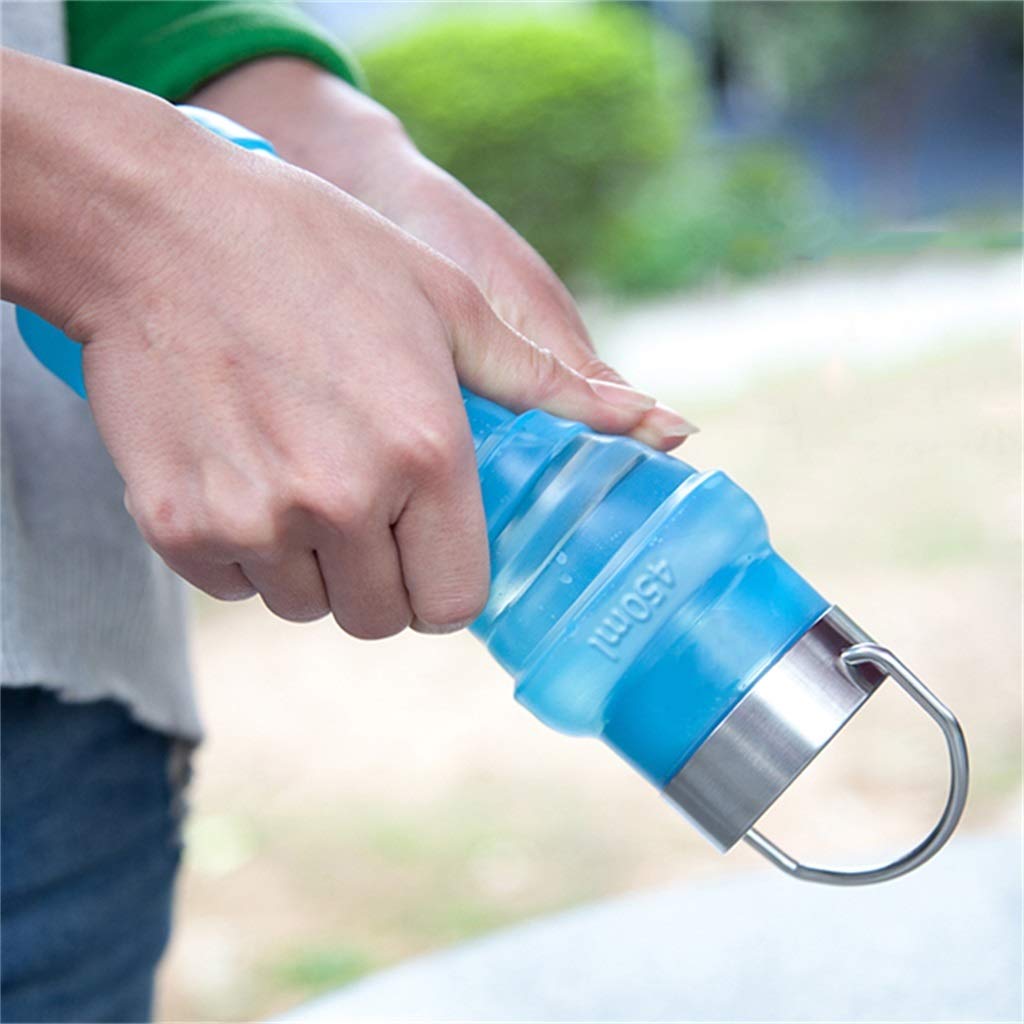 Klappbarer Wasserbecher, Draussen Kieselgel Auslaufsicher 450 Ml Tragbare Reise Sportflasche