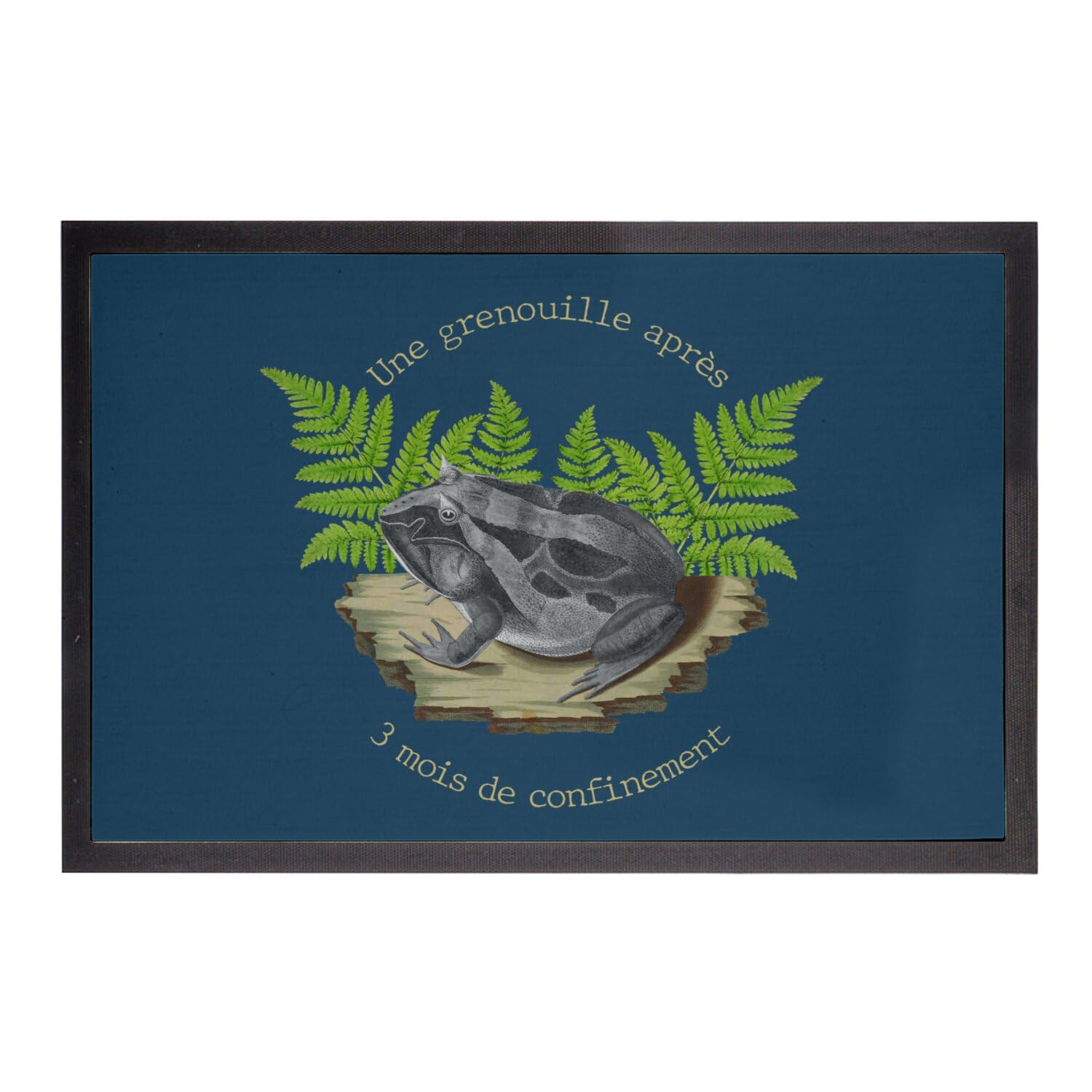 Paillasson bleu grenouille boulimique tapis entrée illustration 60x40