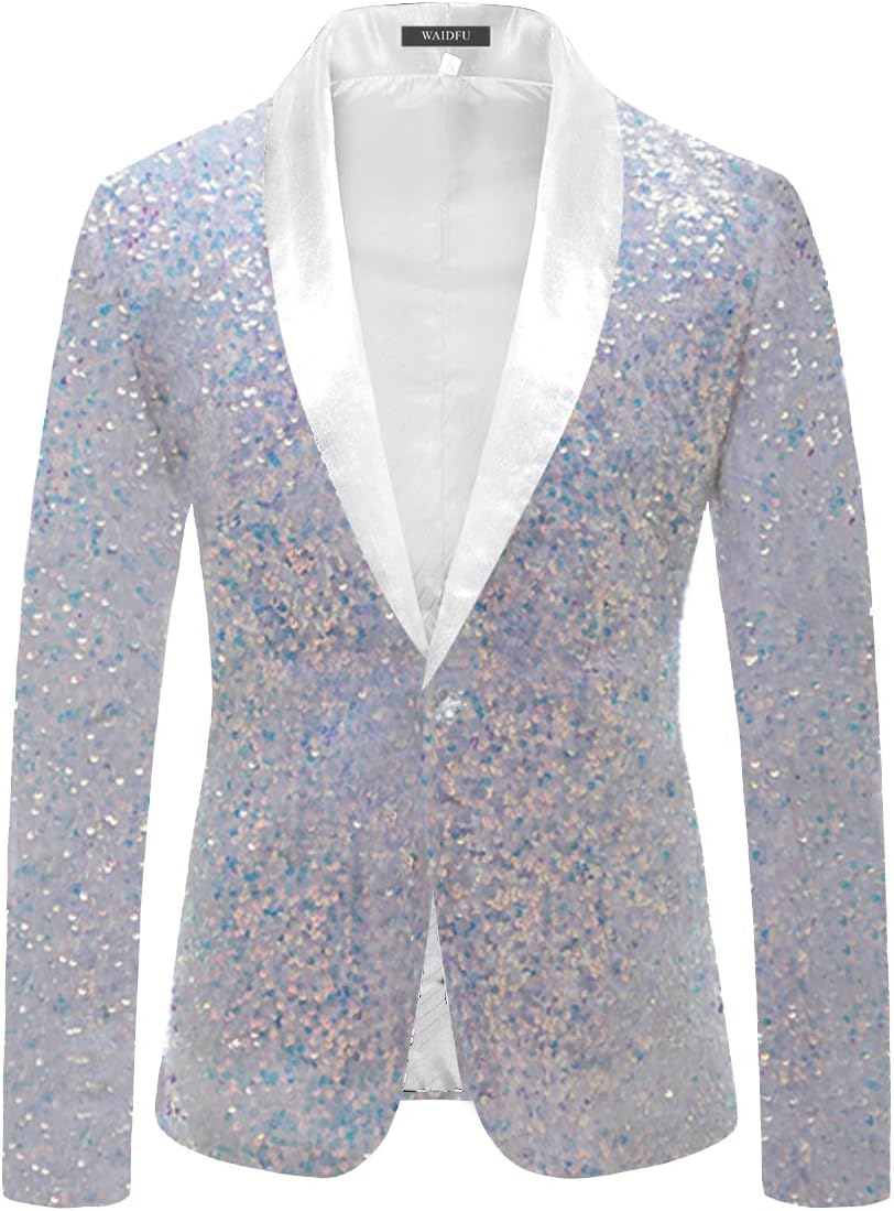 Mens Sequin Blazer Suit Shiny Jacket Blazer One Button Tuxedo for Party Wedding Banquet Christmas Nightclub