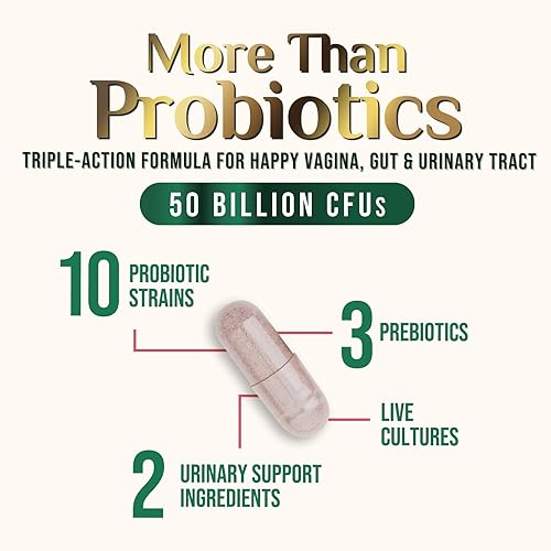 Miniatura 3 de Probióticos vaginales para mujeres, equilibrio de pH, digestivo, UT y apoyo de salud femenina, 50 mil millones de UFC, 10 cepas probióticas,