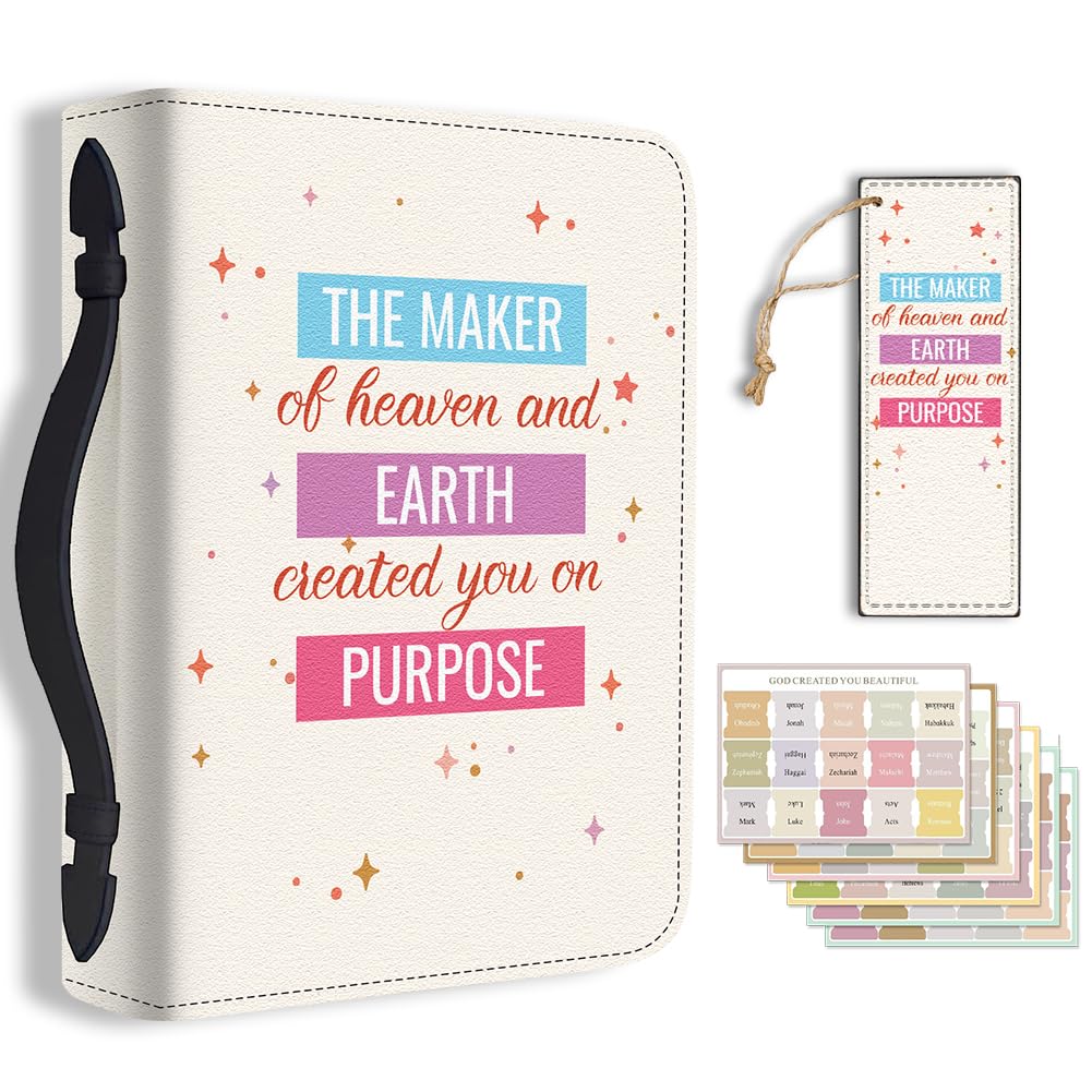 TNKBREEZE Bible Cover Minimalist PU Leather Bible Case with Bookmark Colorful Block Bible Note Books Carrying Accessories for Women Men Christian Gift 11.2x8x2.3 In