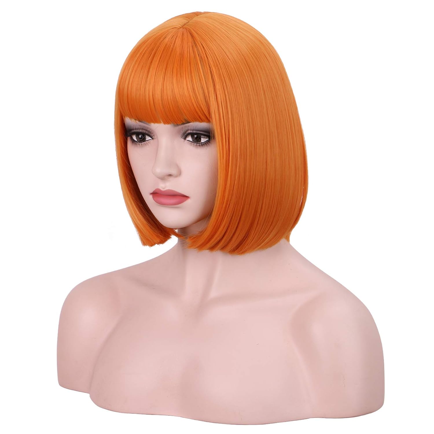 WildCos Short 12 Inches Straight Synthetic Cosplay Wig for Women (Orange)
