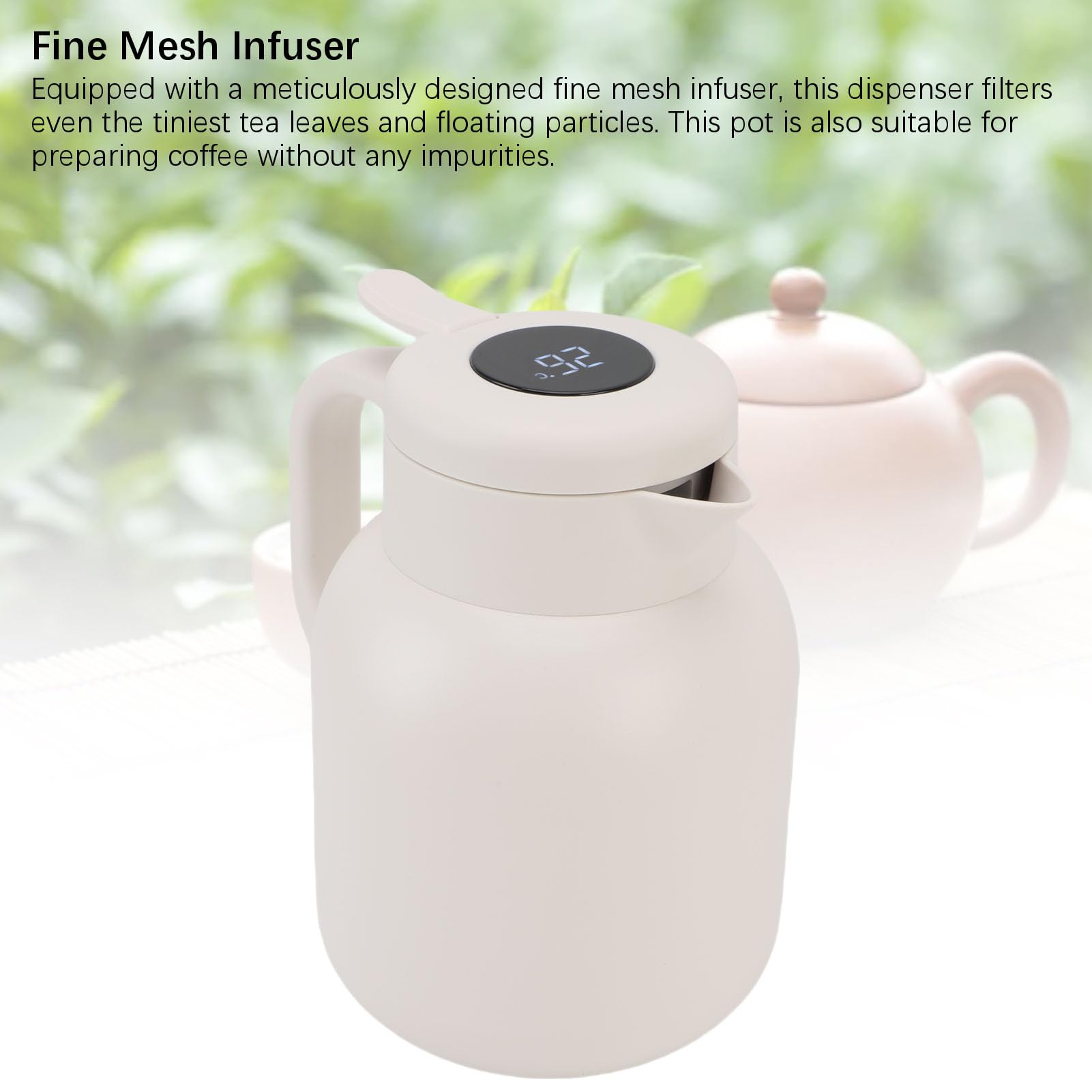 SIXRUN Teiera Isolata, 1500 Ml Caraffa da Caffè in Acciaio Inox a Vuoto con Coperchio Antigoccia per Tè Caffè Latte Acqua e Bevande Calde e Fredde (WHITE)