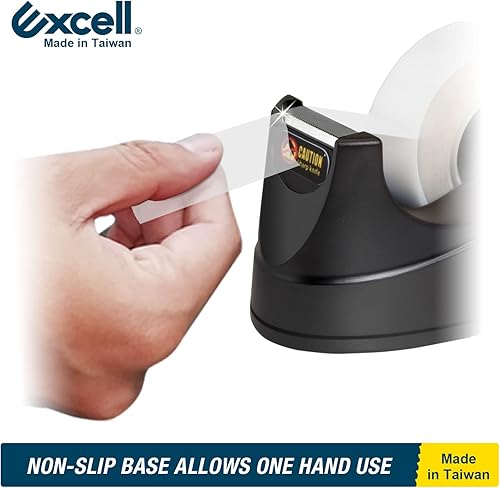 Miniatura 3 de Excell EX-115BK - Mini dispensador de cinta de escritorio (núcleo de 1 pulgada) con parte inferior adhesiva, fácil de usar con una mano, bonitos