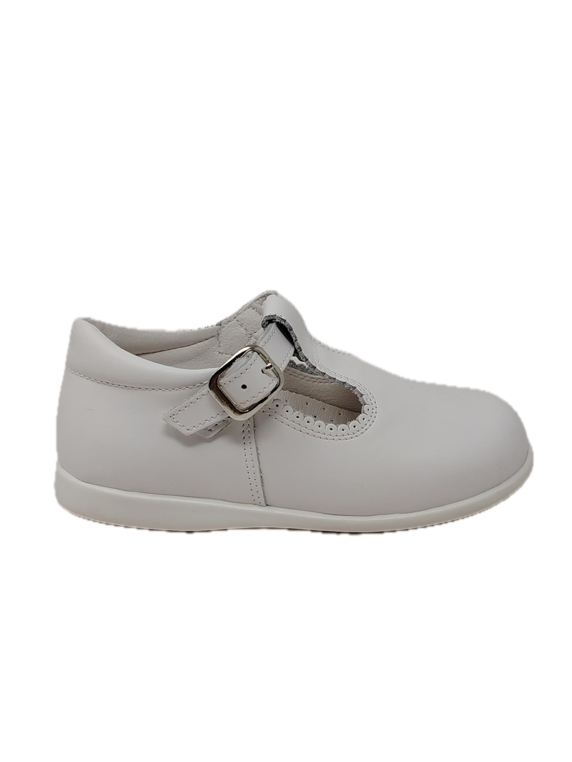 Genérico Zapatos Bebé de Piel para Bautizo, Ceremonia Cómodos, Hebilla Ajustable Suela Flexible, Calzado Infantil Elegante Mod 463