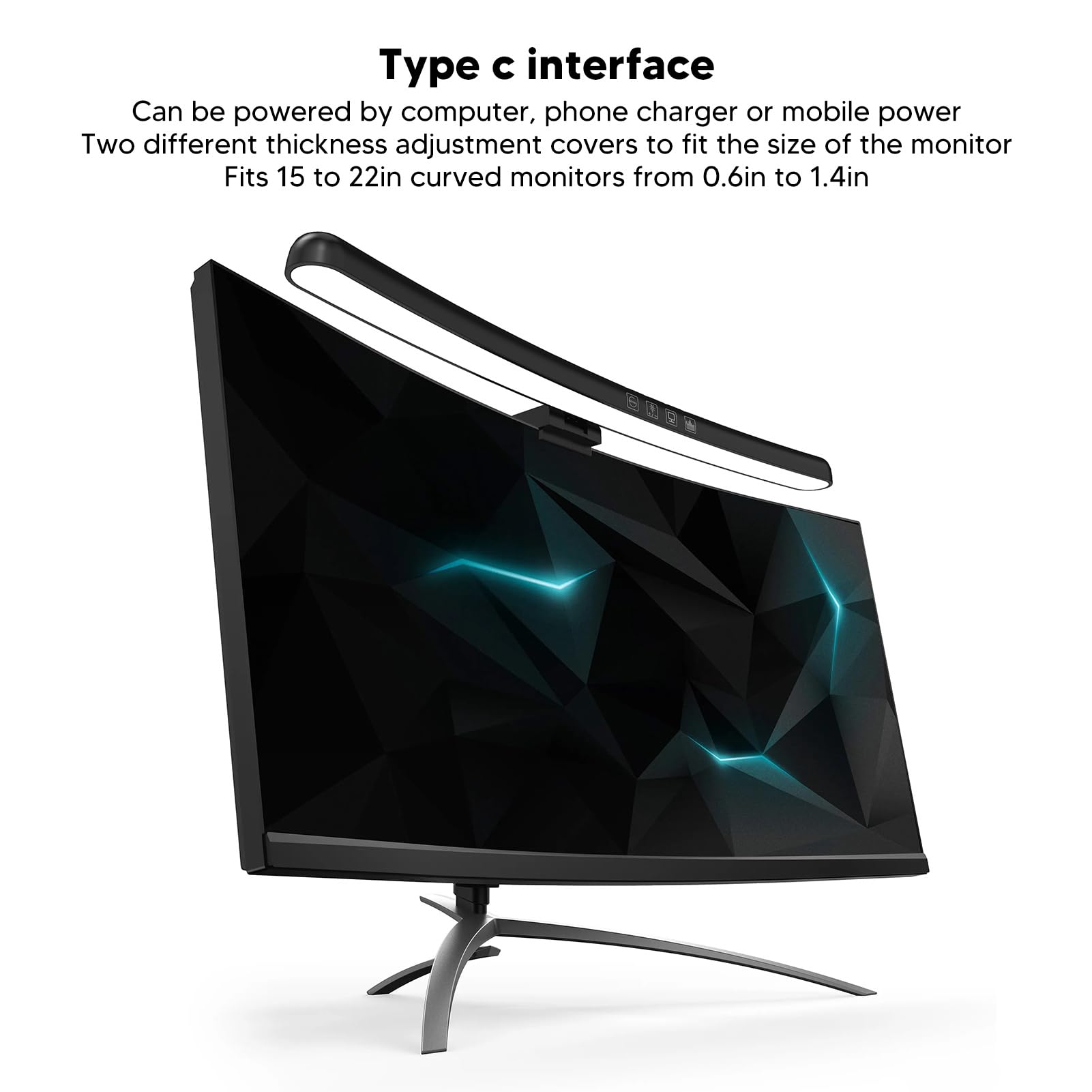 Lampe En Incurvé,Lumière Én Pc Incurvé,Tbest Lampe De Moniteur PlMignonne 5 V 1 A Barre Lumineuse De Moniteur Toucimming Asyméque Avec 7 Couleurs Rvb Pour Én Incurvé,Moniteur D'Ordinateur Lampmonitor