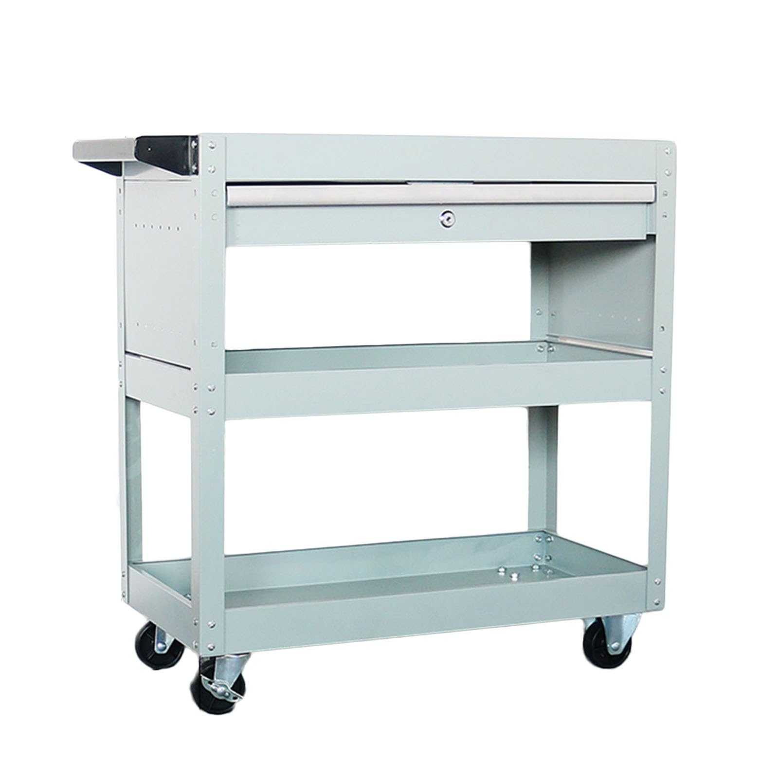 Carrello portautensili con Ruote, Organizer per 3 Utensili, Robusto con cassetto, capacità 660 libbre, Carrello portautensili con Ruote per Garage, casa, Hotel, Officina,Gray