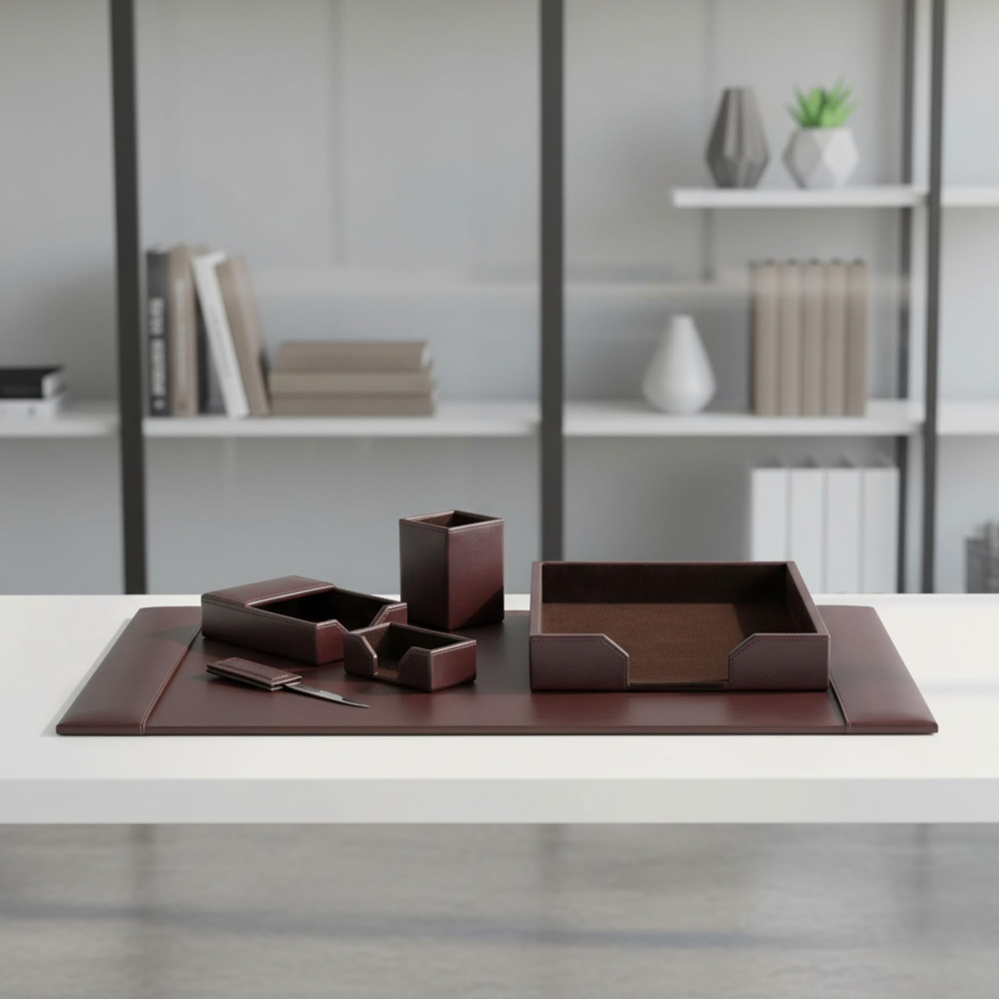 Dacasso Dark Bonded set da scrivania, marrone, pezzi