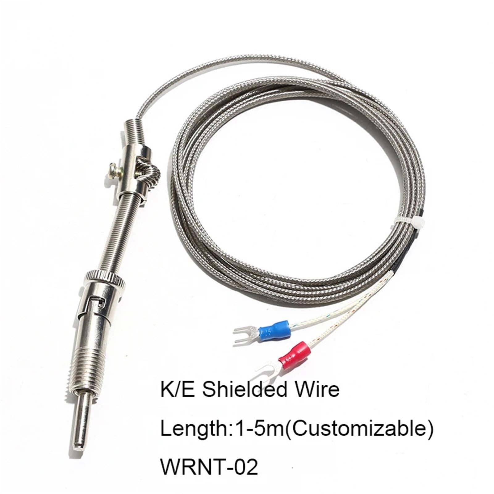1 sensor de temperatura de resistencia térmica de termopar tipo E tipo E WRNT-01 con cable blindado 1M-5M (tipo E 1M)