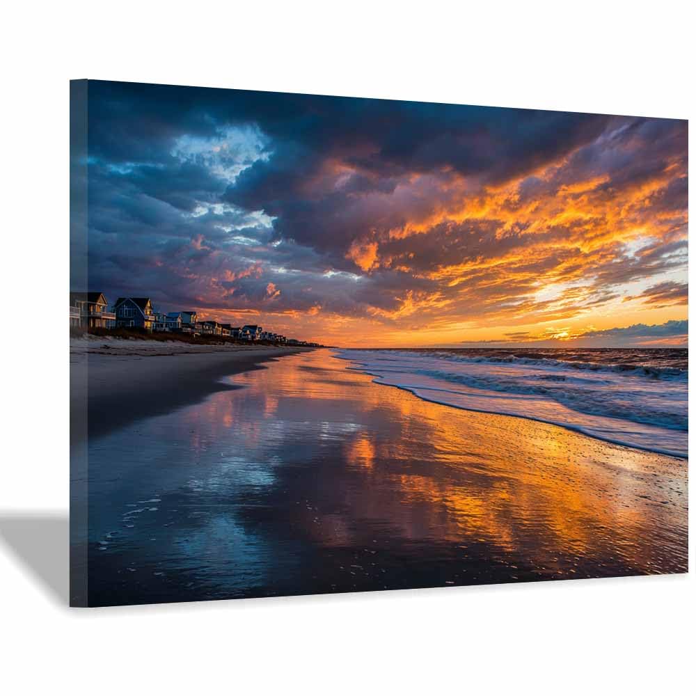 DMZPKZB Modern Landscape Picture Dramatic Coastsal Sunset Canvas Wall Art,Minimalism Scenery Painting,for Dining,Bathroom, Living Room, Bedroom,Corridor(Multicolor)-50x70cm Framed