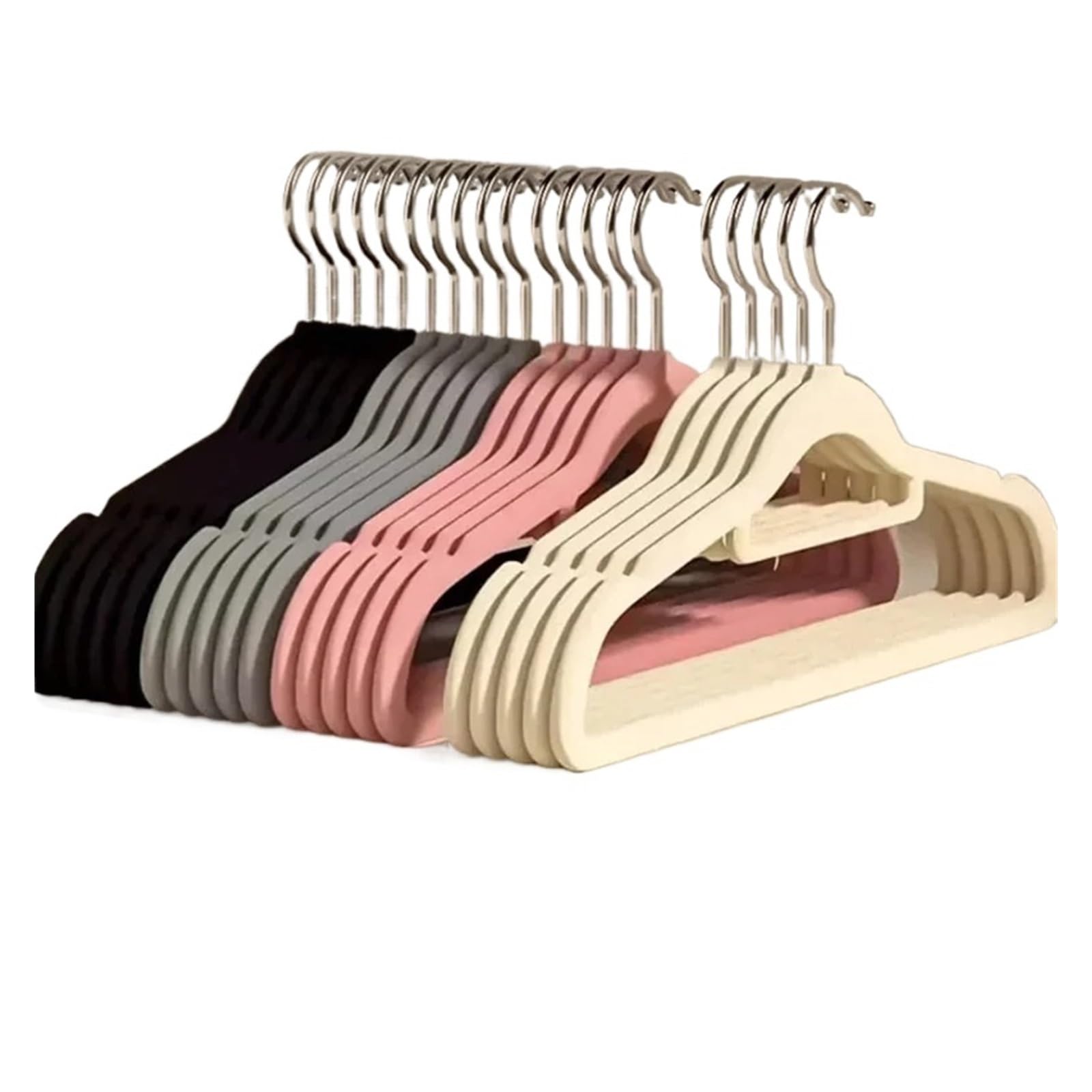 Samt Kleiderbügel 10 Stück beflockte Kleiderbügel for Zuhause, rutschfeste Samt-Kleiderbügel, Mantel-Kleiderbügel, Starke Racks(Pink-10Pcs)