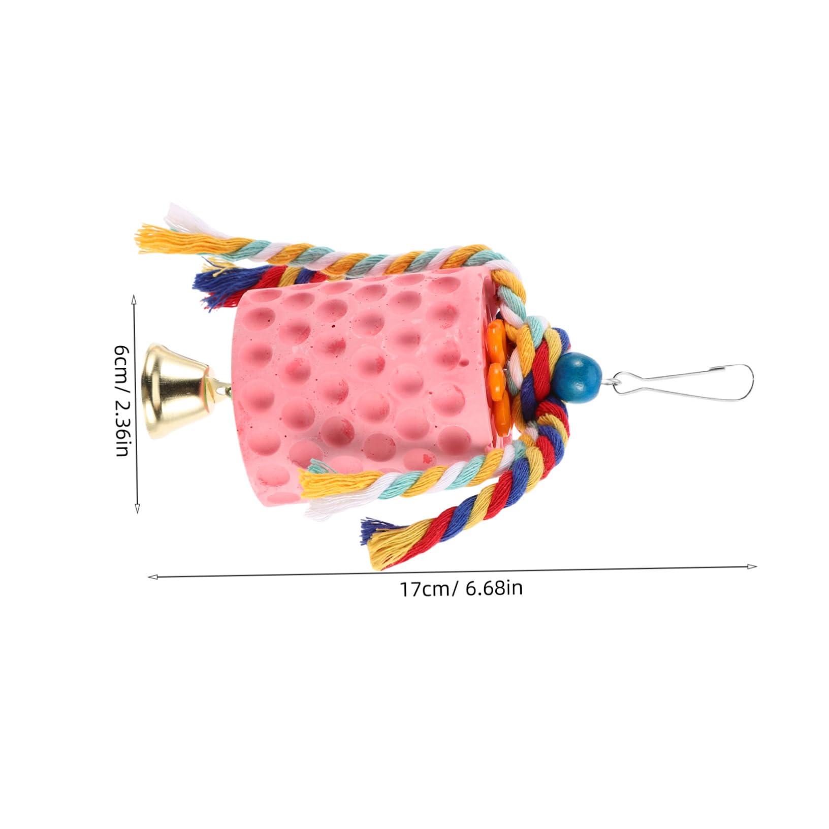 BUGUUYO Parrot Chew Stone with Bell Interactive Foraging for Budgies Parrots Promotes Beak Engaging Bird Cage Hanging for Teeth Grinding and Playful Behavior